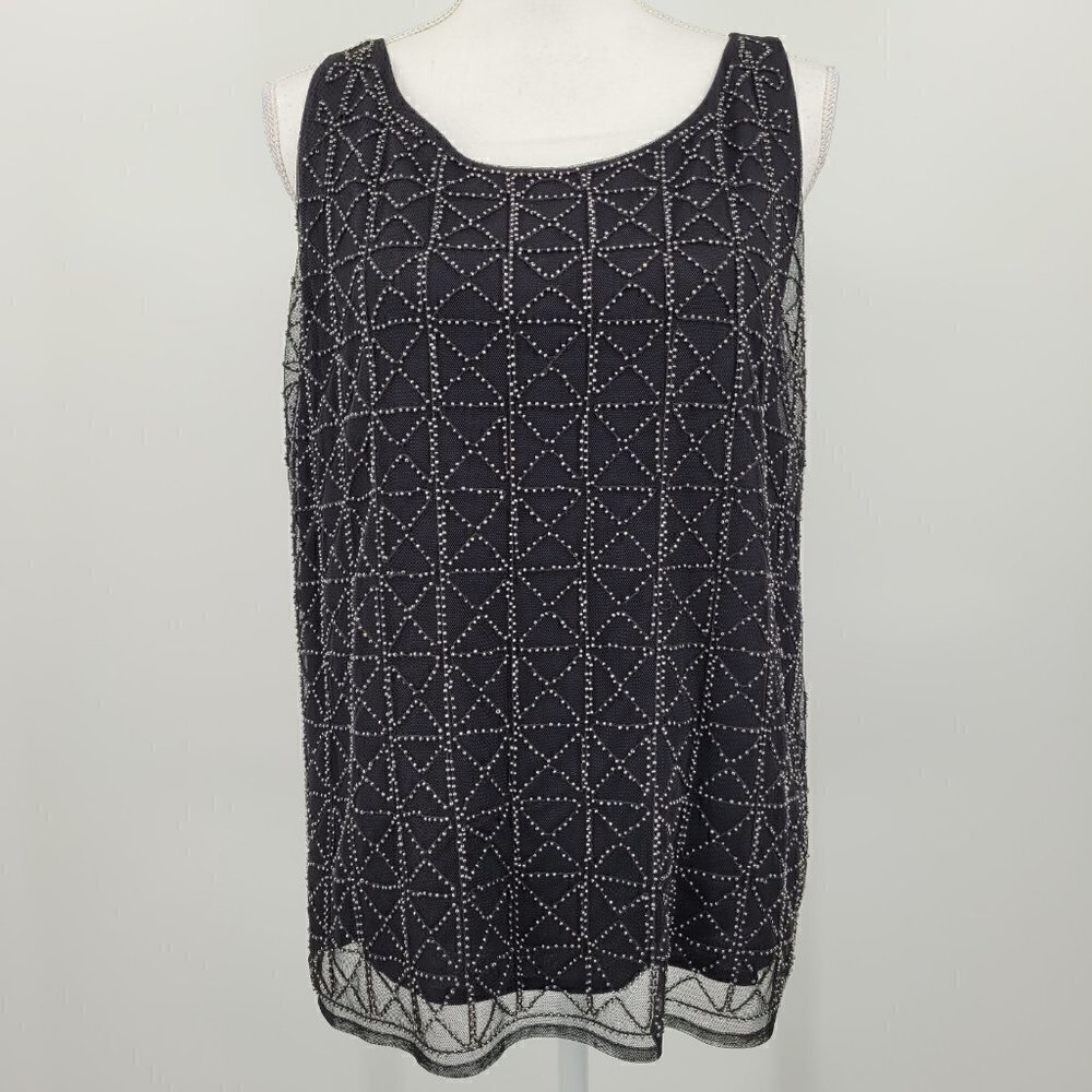 Chico's Black Metallic Beaded Sleeveless Top